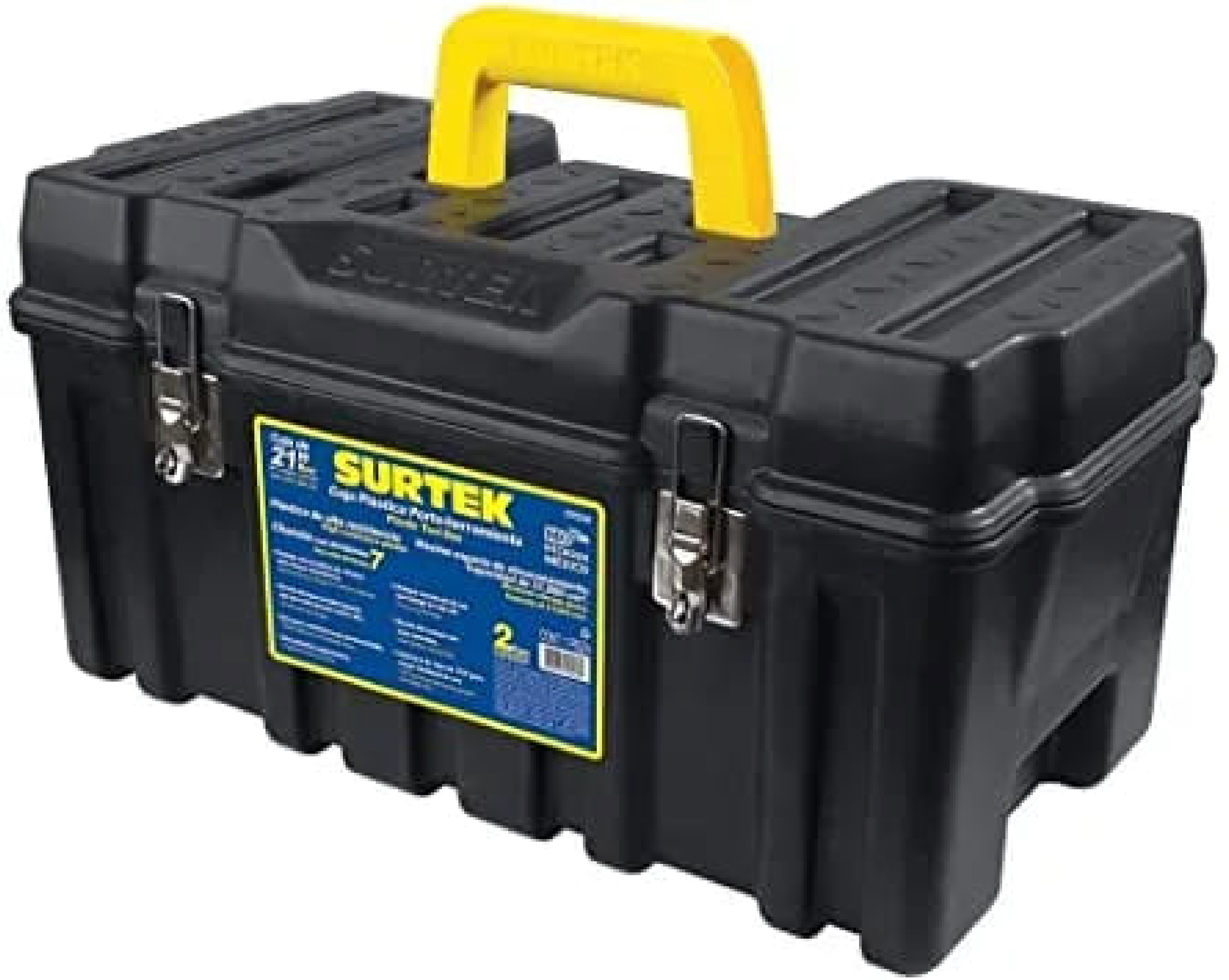 Caja De Herramientas Plástica 21'' Surtek Cps20 Color Negro