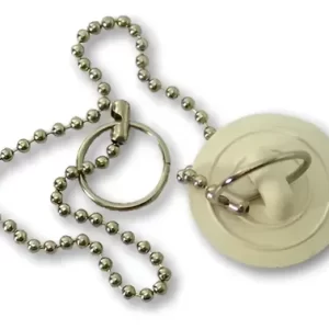 Kit 2 Tapones de Hule para Lavabo con Cadena de Acero Inoxidable Coflex Beige